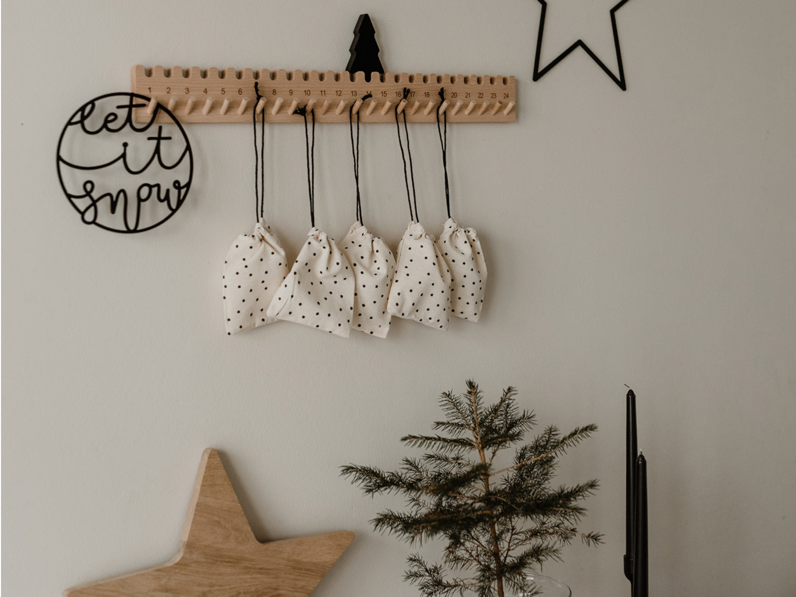 Eulenschnitt Adventskalender aus Buche Tanne  55cm Lifestyle 3