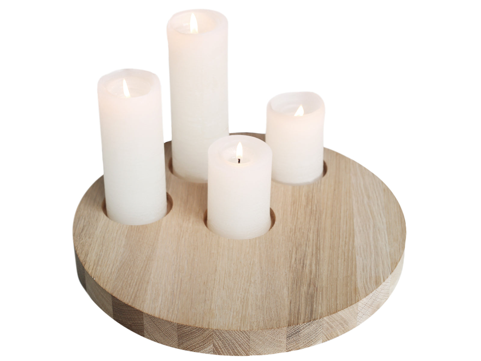 Eulenschnitt Kerzenbrett aus Eiche 32cm Freisteller 1