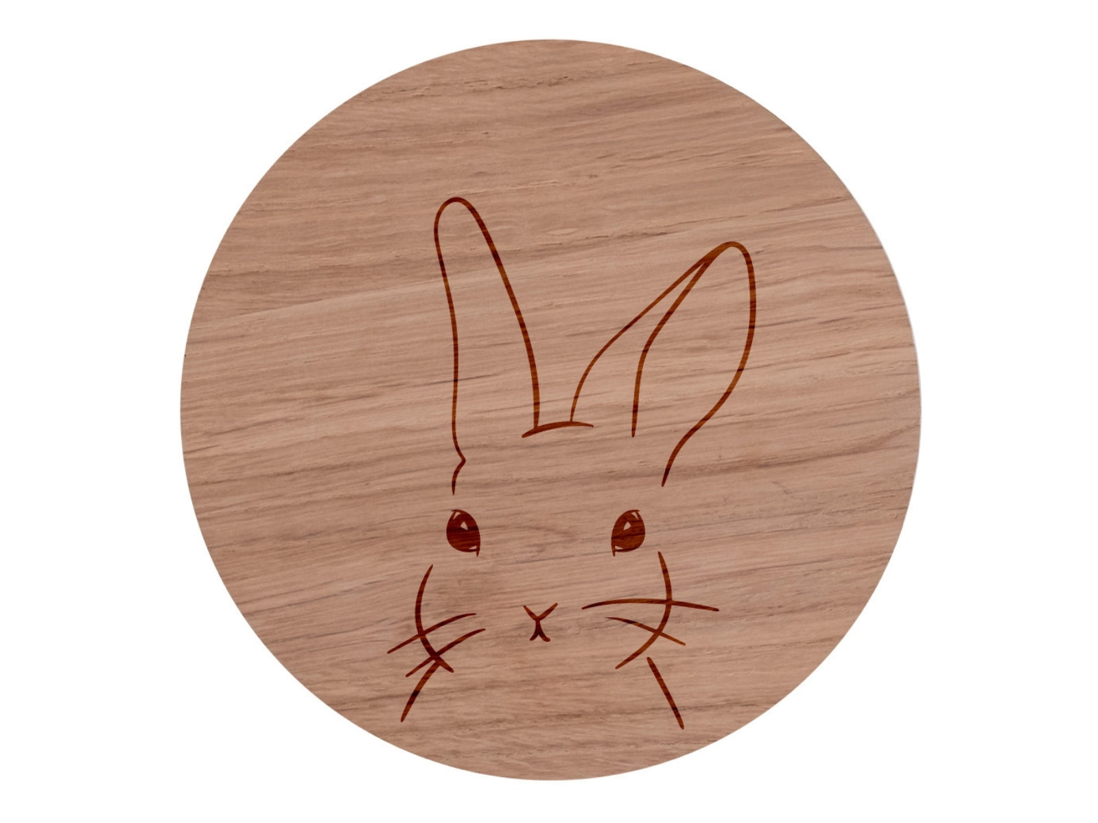 Eulenschnitt Untersetzer aus Eiche Hase 11,2cm