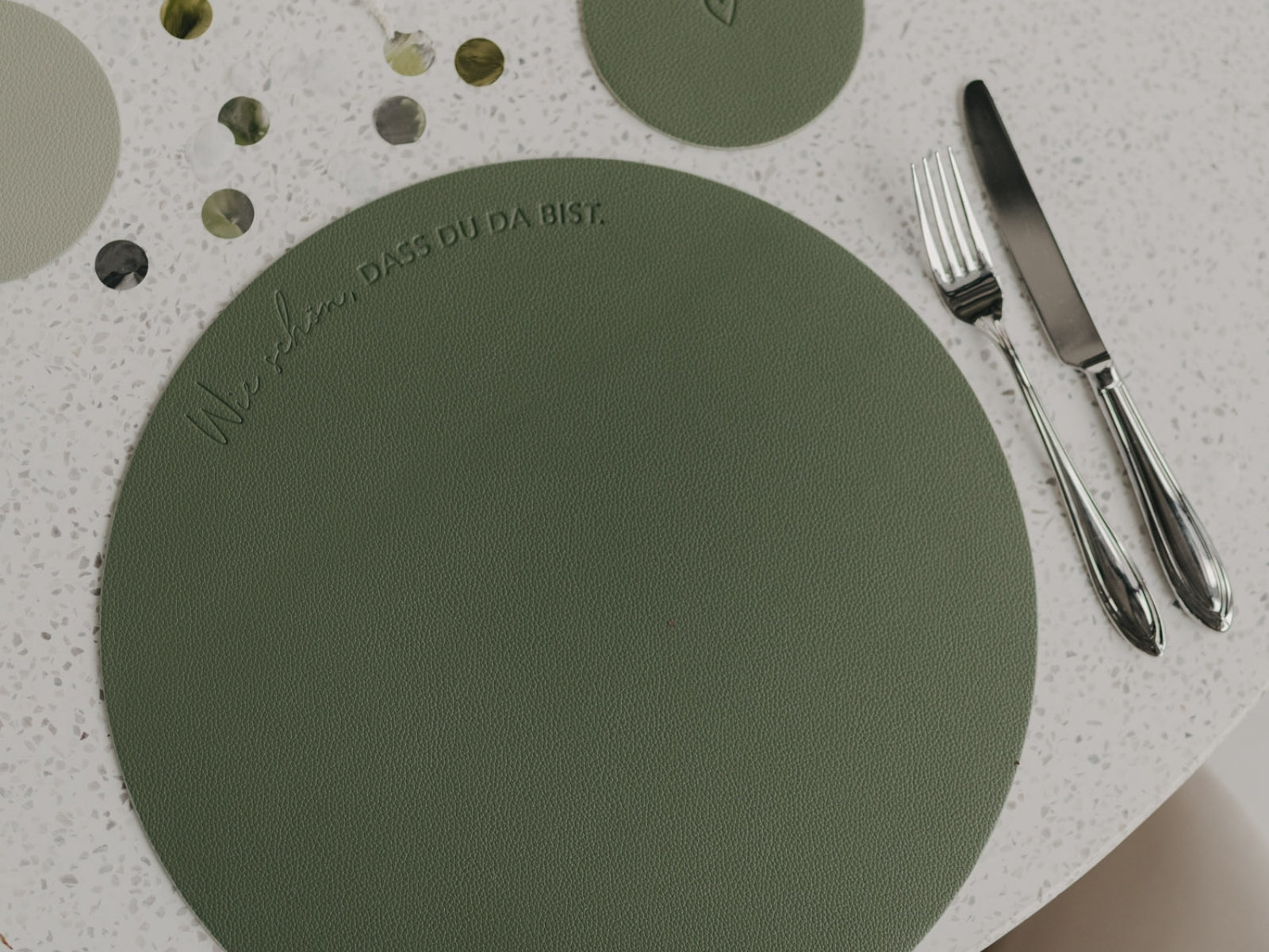 Eulenschnitt Platzset Wie schön wendbar grün 35cm - Produktbild 3