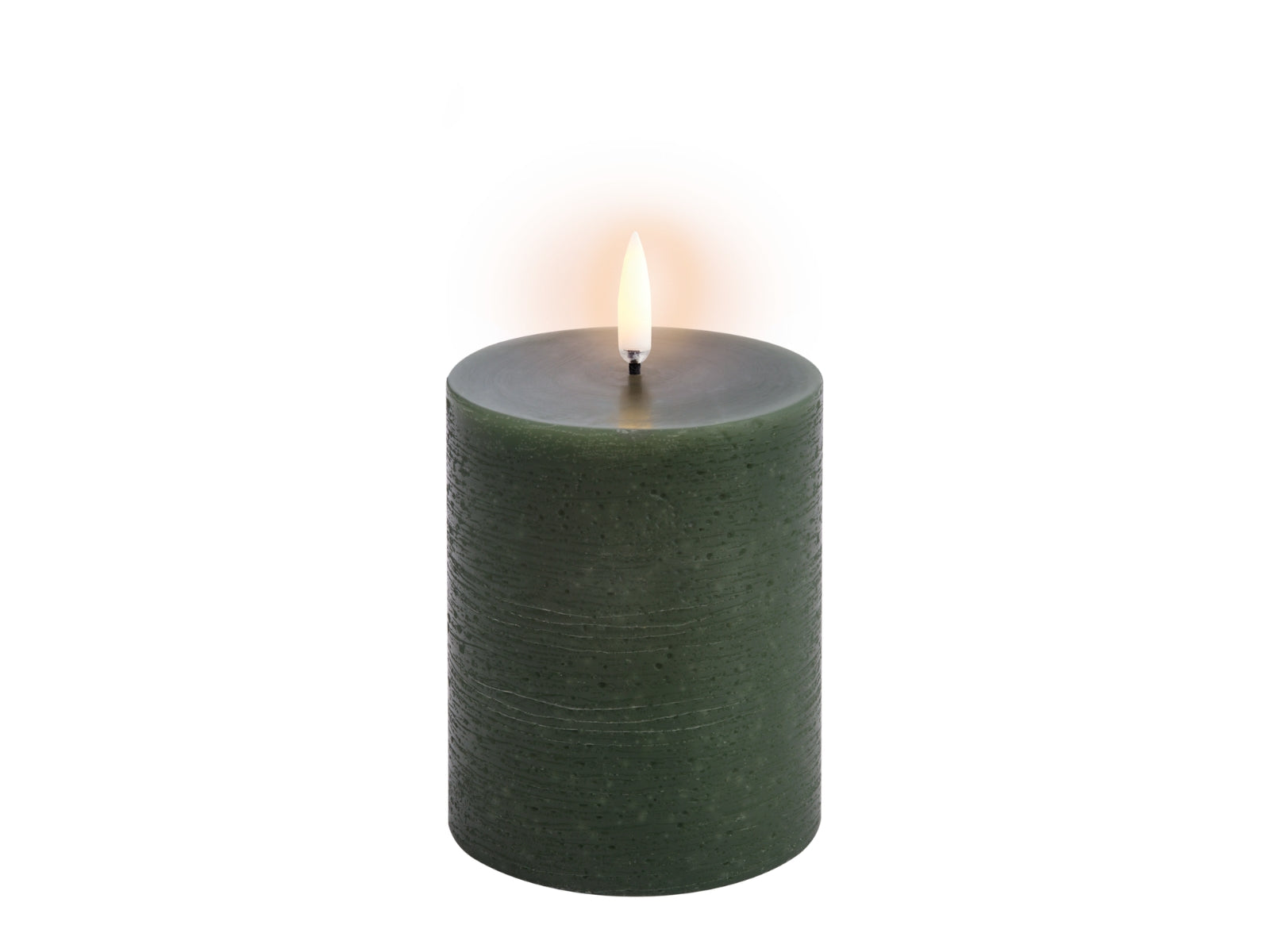 UYUNI LIGHTING Pillar LED-Kerze Rustic olive green 10,1cm