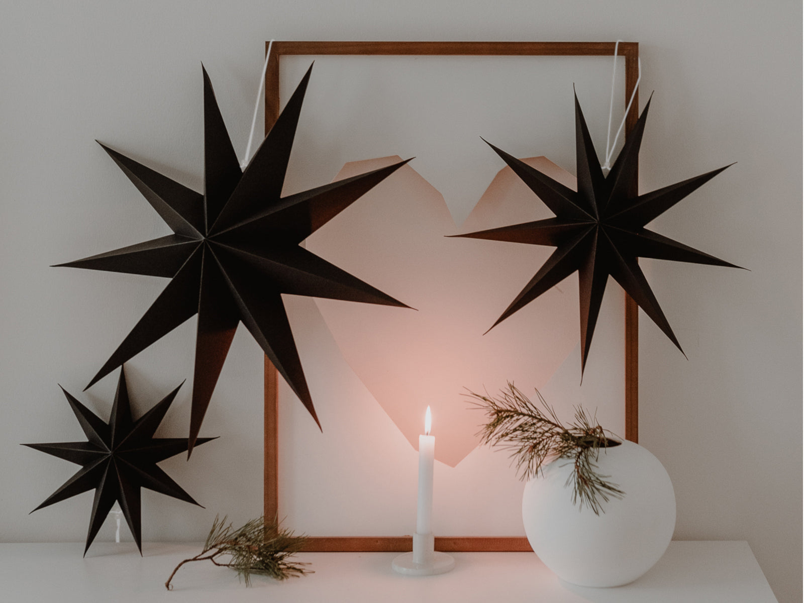 Eulenschnitt Papiersterne schwarz Set3 Lifestyle 3