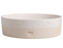 Eulenschnitt Schale Herz beige 27cm Freisteller 1