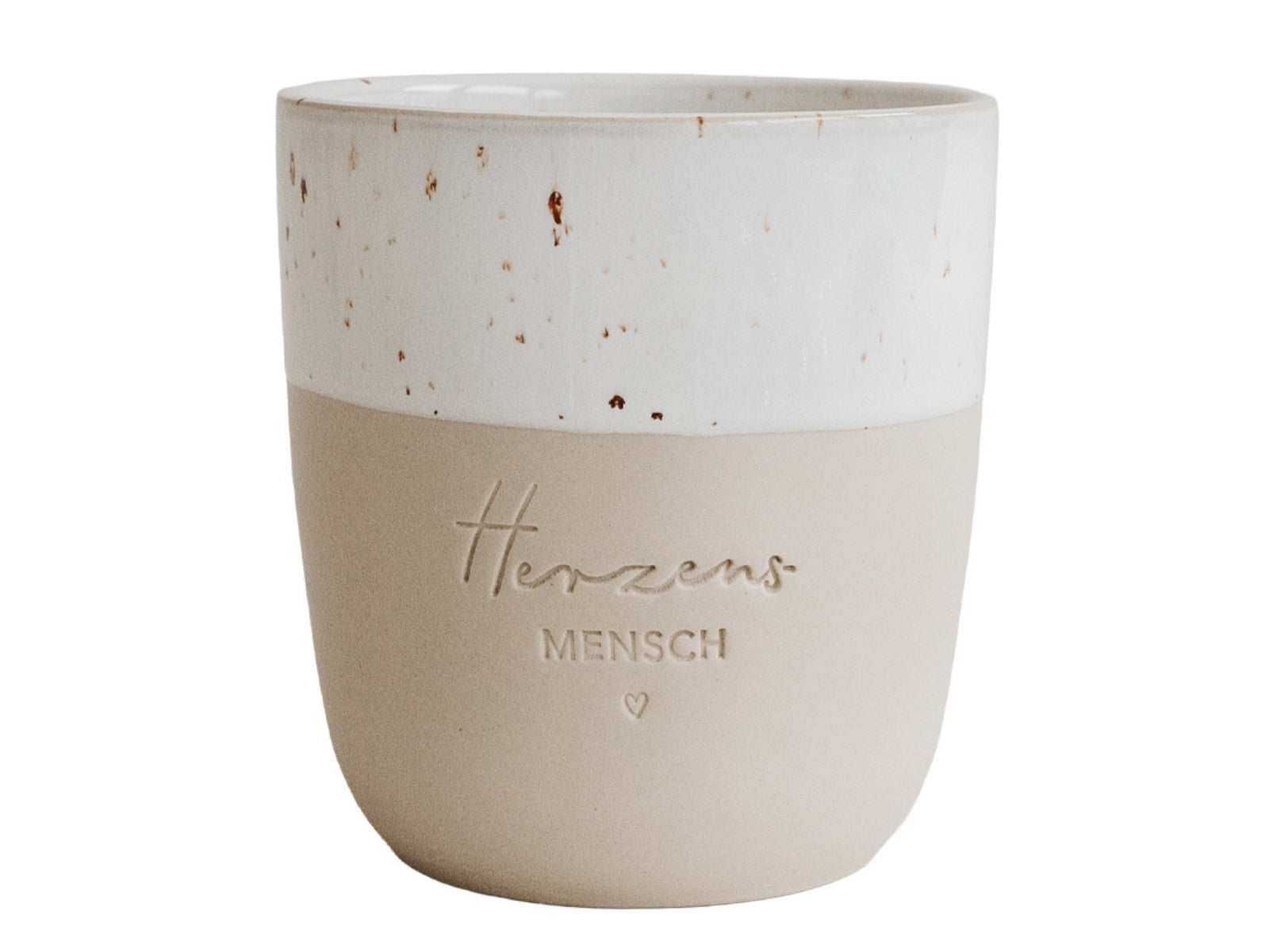 Eulenschnitt Becher Herzensmensch beige 0,32l
