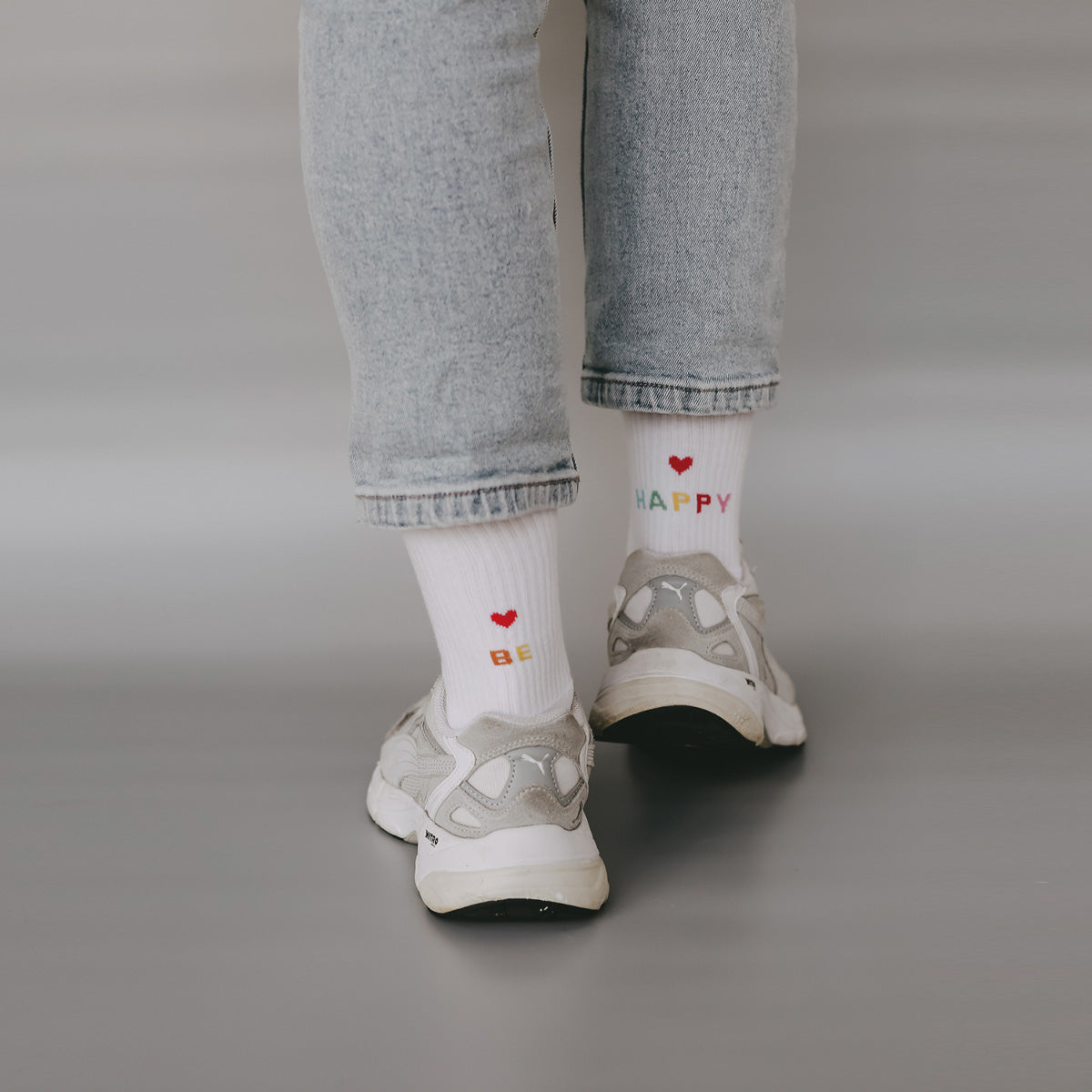 Eulenschnitt Socken be happy weiß M Gr.39-42 Lifestyle 3