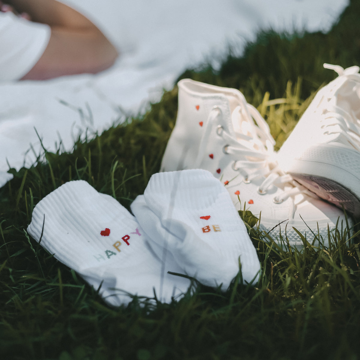 Eulenschnitt Socken be happy weiß M Gr.39-42 Lifestyle 4