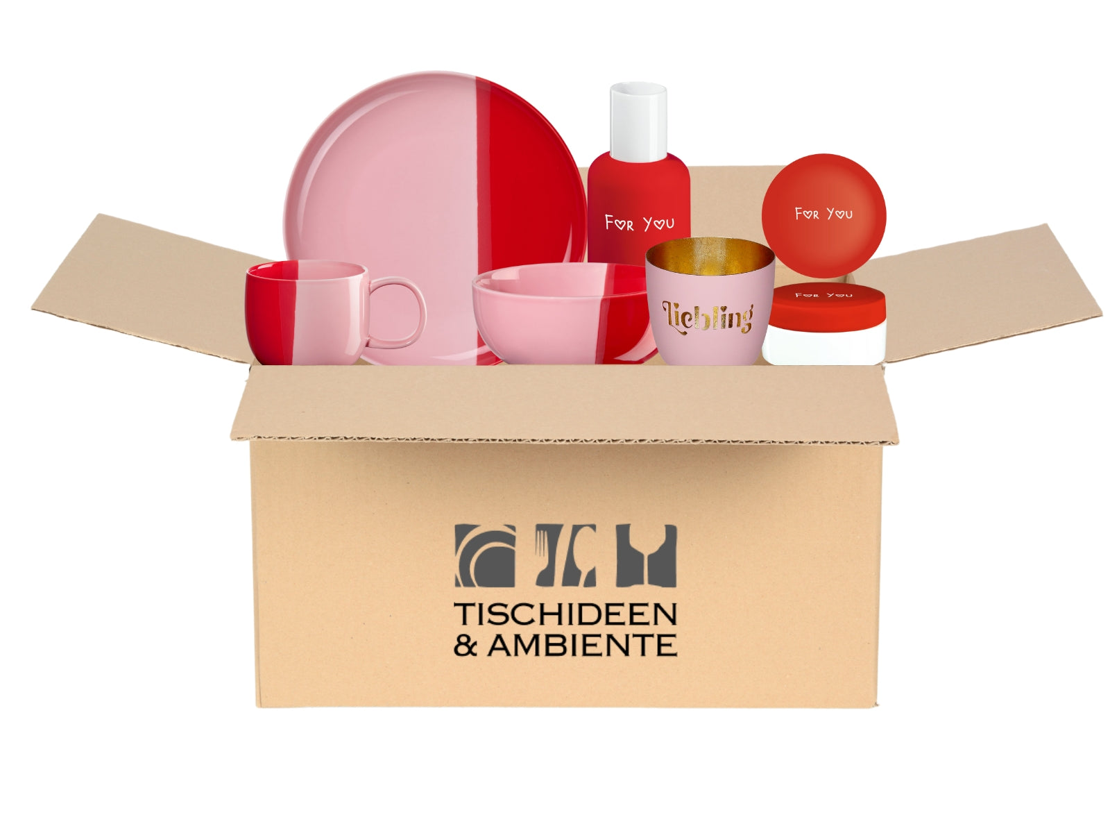 Geschenkbox Valentinstag Rot/Rosa 6tlg - Strawberry Love Freisteller 1
