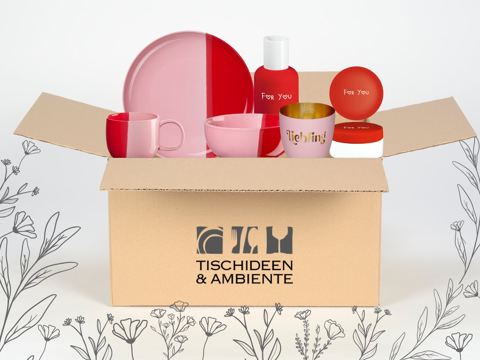 Geschenkbox Valentinstag Rot/Rosa 6tlg - Strawberry Love Freisteller 2