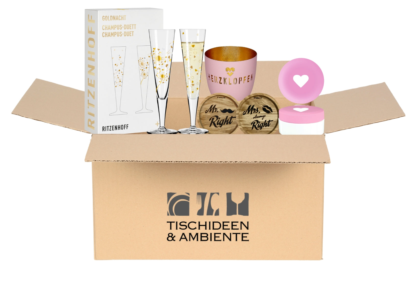 Geschenkbox Valentinstag pink 6tlg - Herzklopfen Freisteller 1