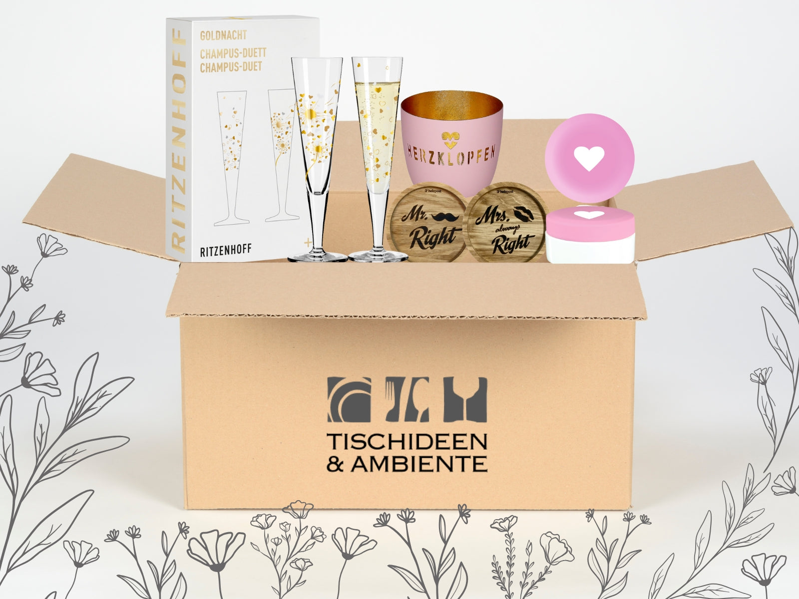 Geschenkbox Valentinstag pink 6tlg - Herzklopfen Freisteller 2