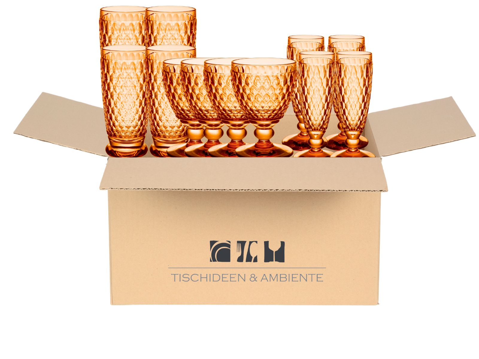 4260742719660 Villeroy & Boch Boston coloured apricot Geschenkbox Summerparty 12tlg