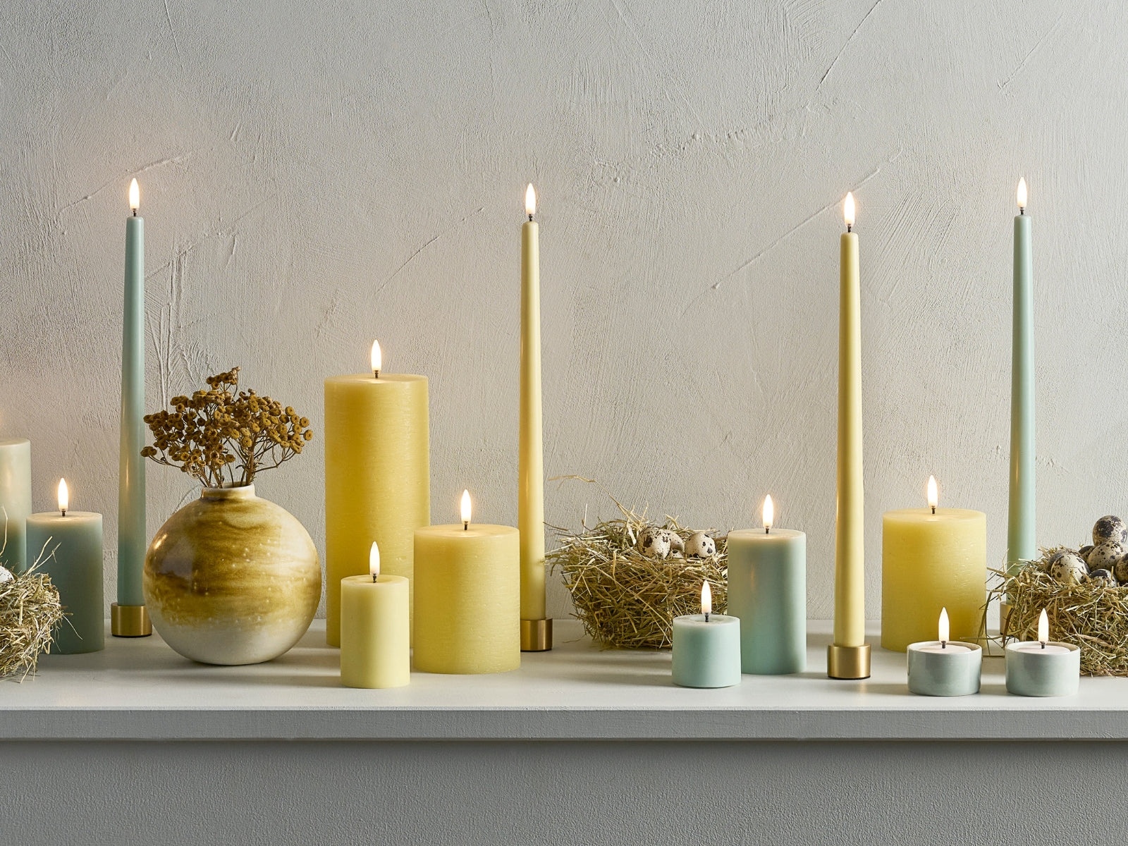 UYUNI LIGHTING Pillar LED-Kerze Rustic wheat yellow 10,1cm - Produktbild 3