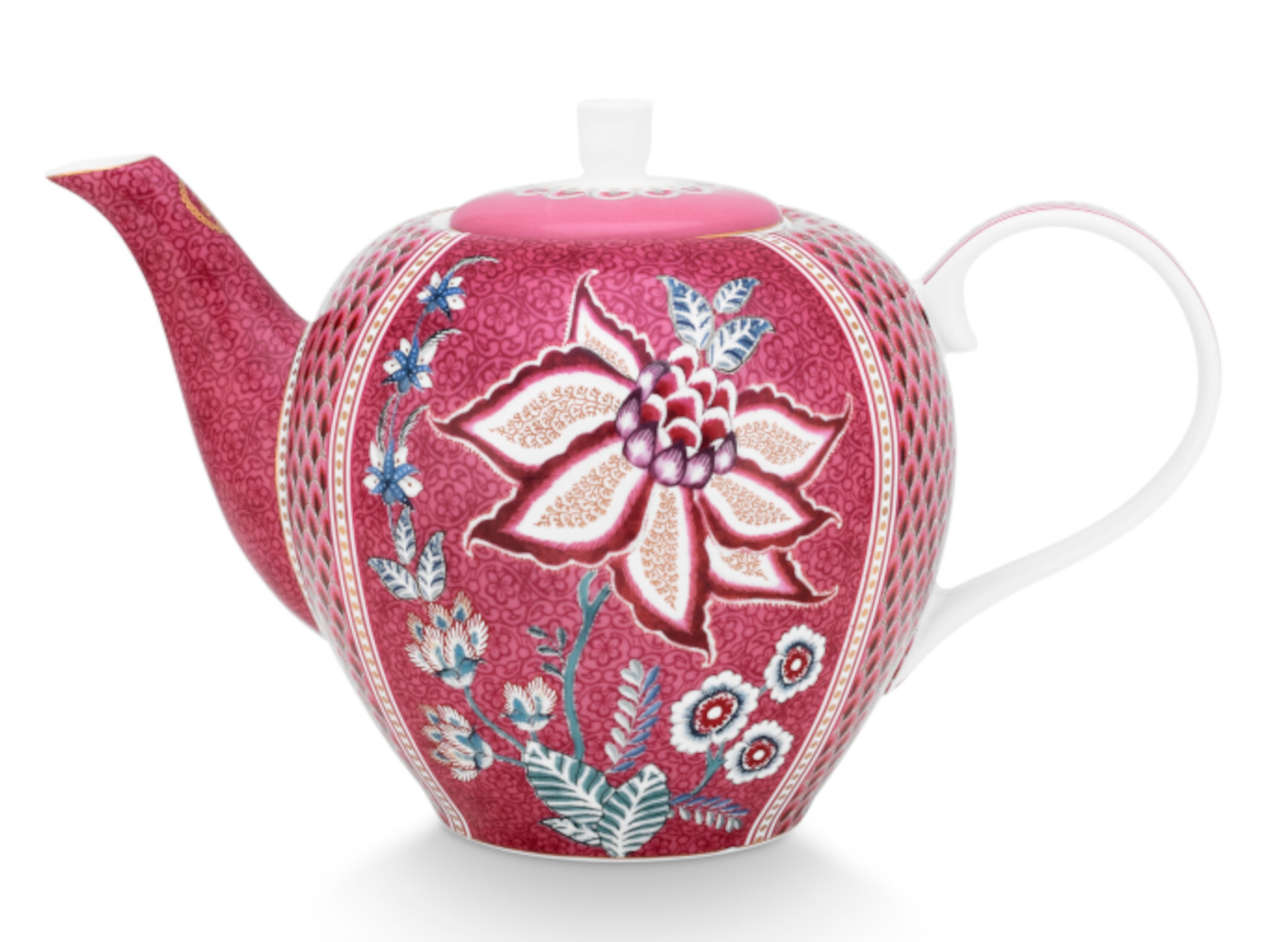 PIP STUDIO Flower Festival Teekanne large dark pink 1,6 l