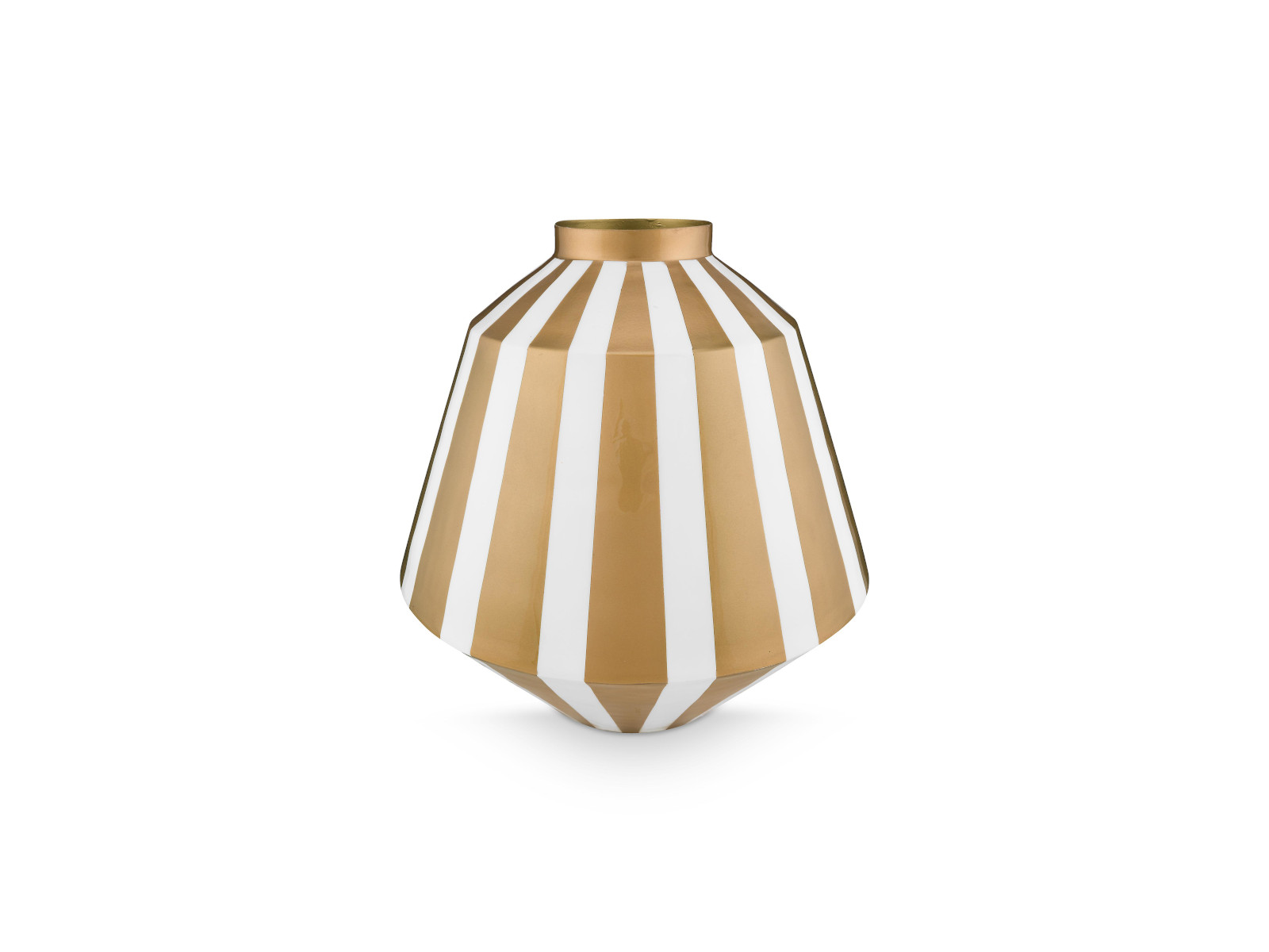 PIP STUDIO Vase Metall Stripes weiß-gold 35cm Freisteller 1