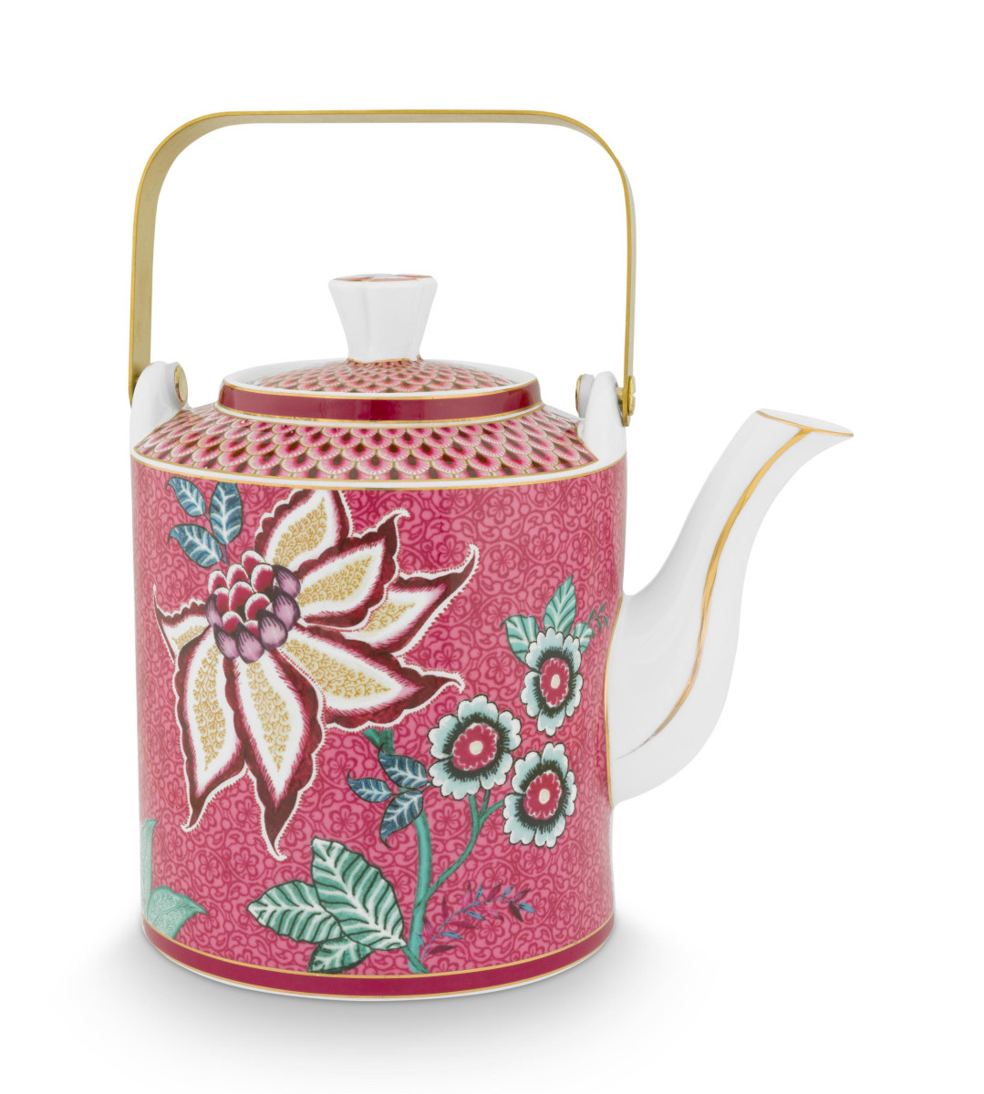 PIP STUDIO Flower Festival Oriental Geschenkset Teekanne dark pink 1l Freisteller