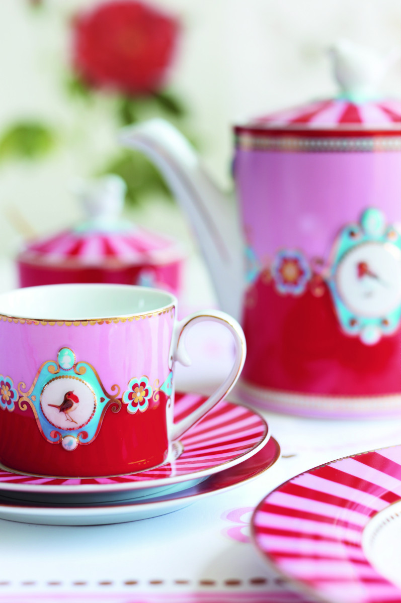 PIP STUDIO Love Birds Medaillon Tasse rot/Pink 150ml