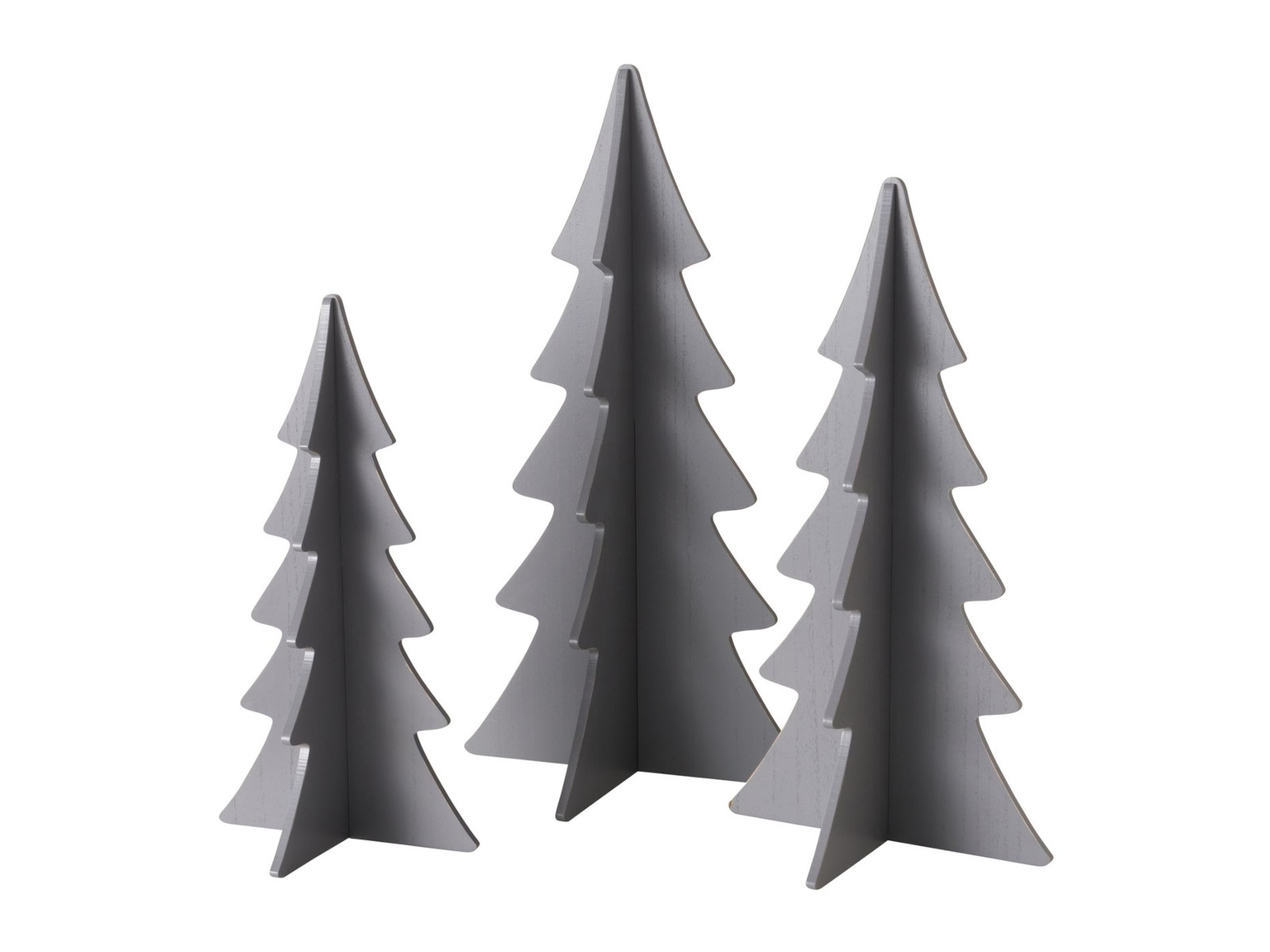 Boltze Ceti Baum Dekoaufsteller grau 50-70cm Set3