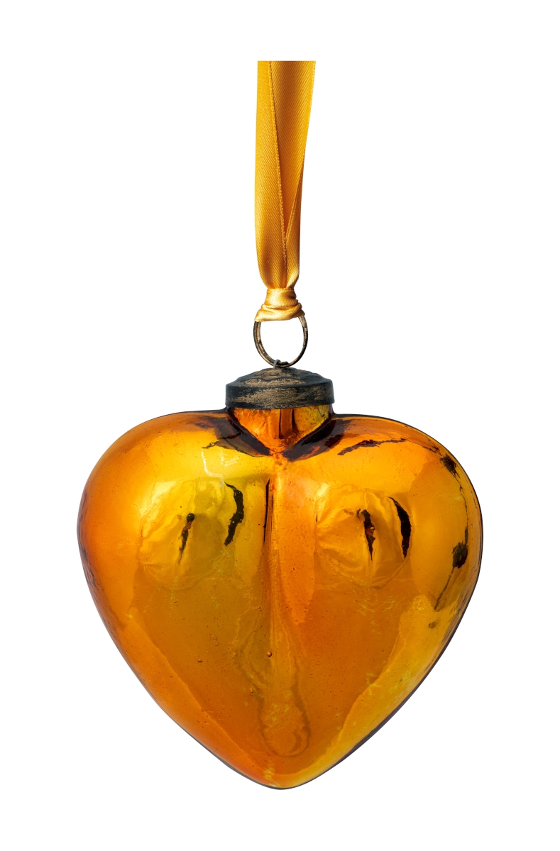 PIP STUDIO Ornament Glass Baumanhänger Heart Yellow 12,5 cm