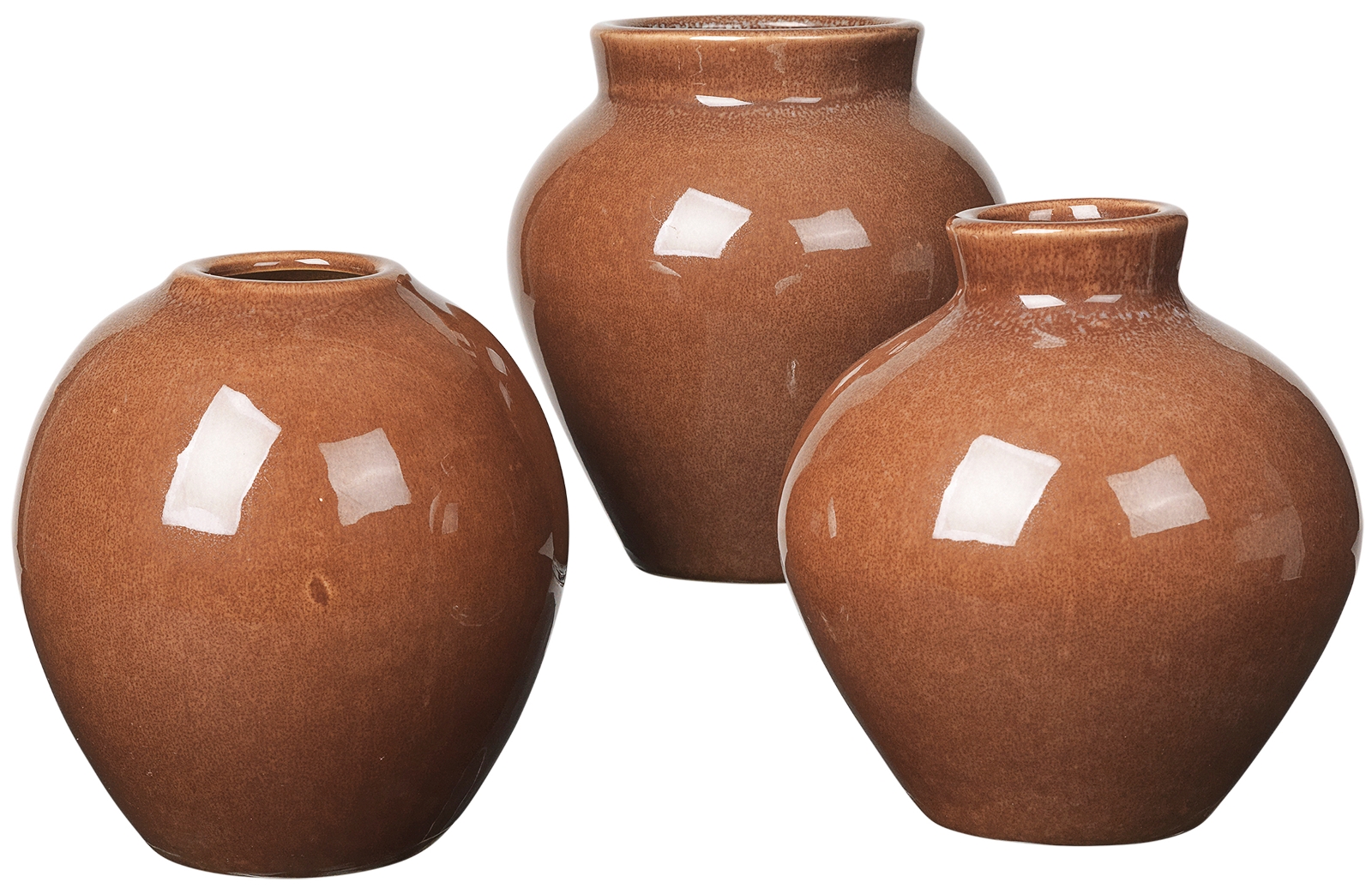 Broste Copenhagen Ingrid Vase S Set 3tlg. Keramik Caramel Cafe