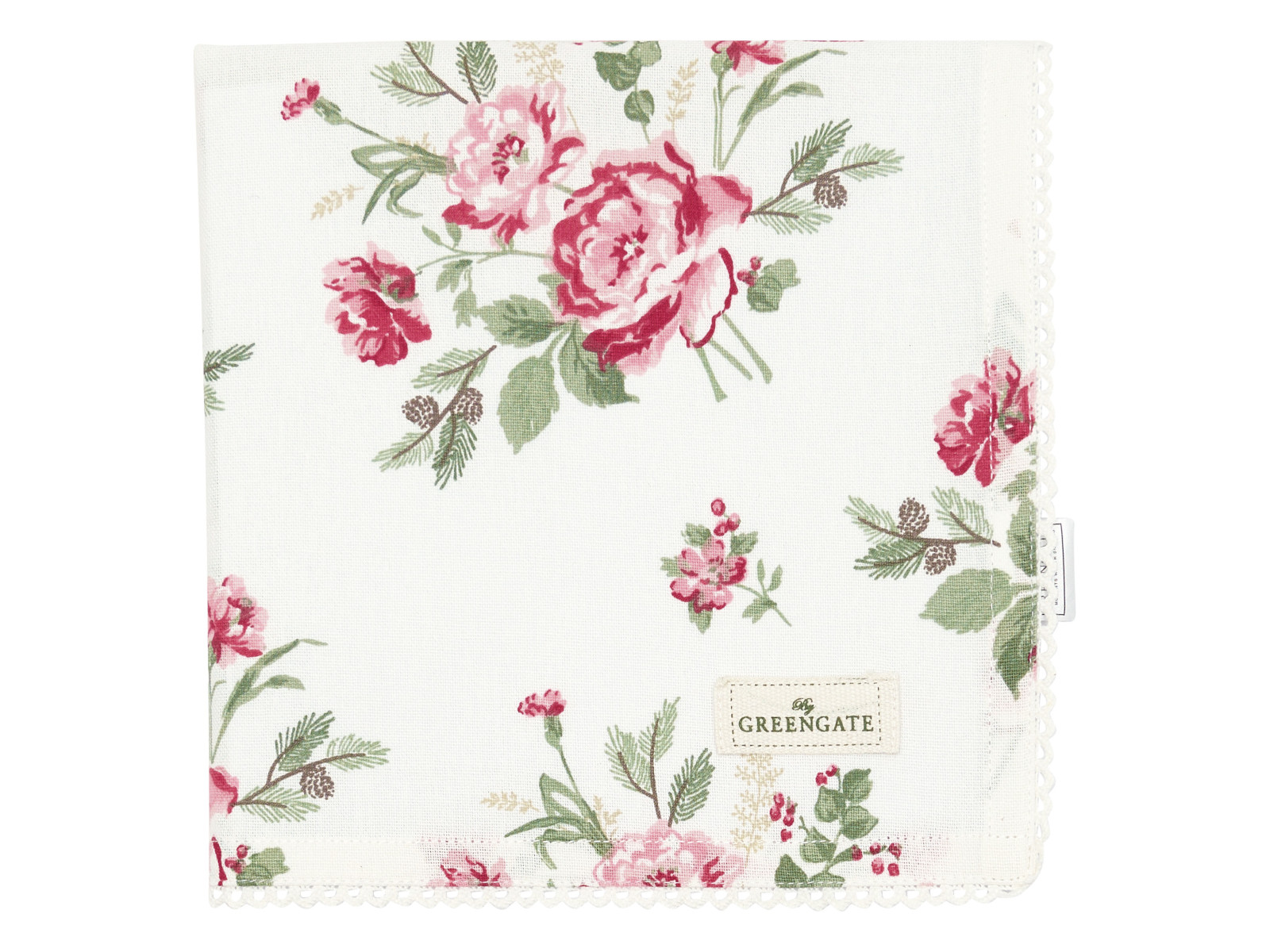 Greengate Leonora Serviette mit Spitze white 40x40cm