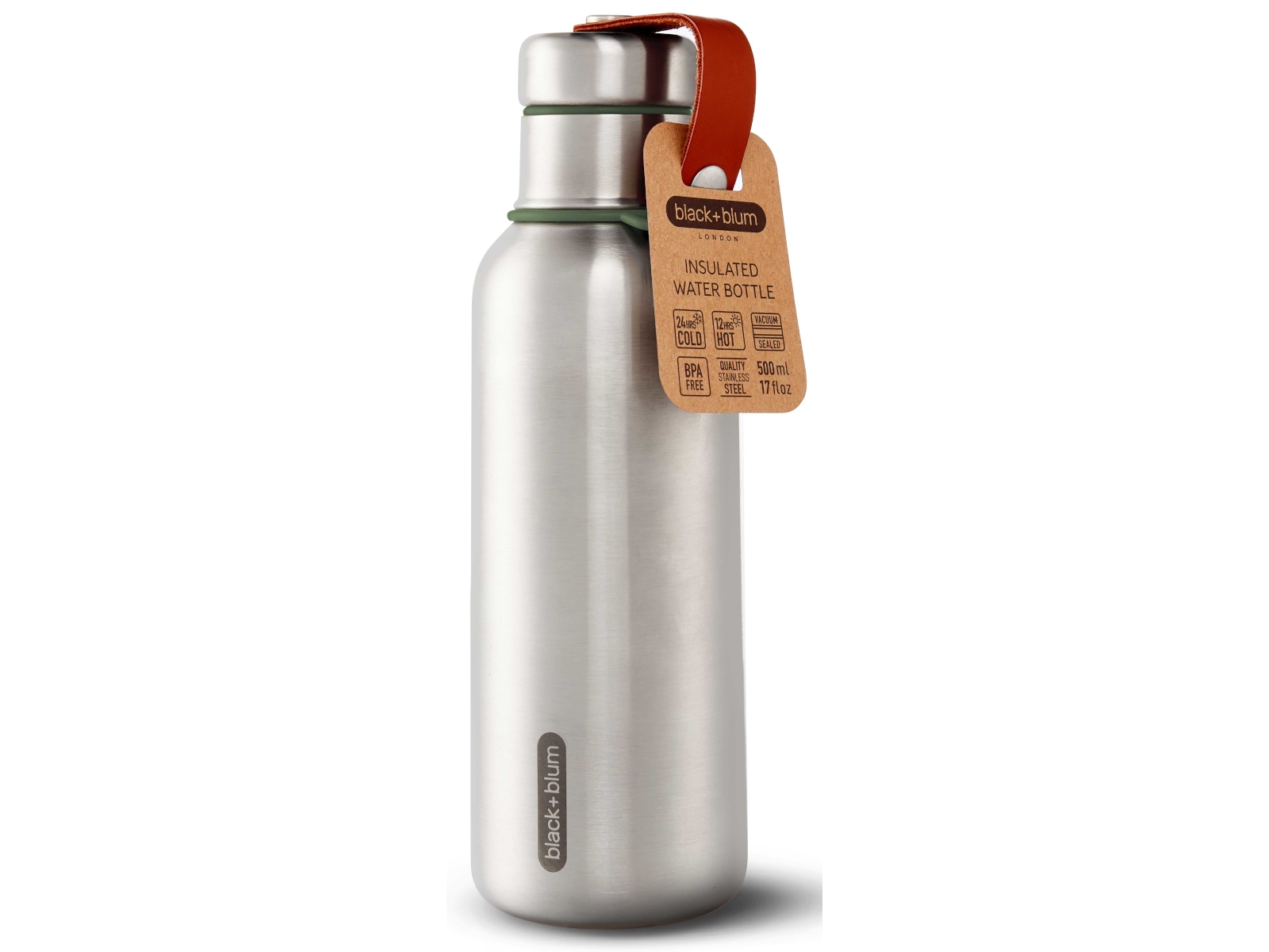 black+blum Edelstahl Wasserflasche isoliert olive 500 ml