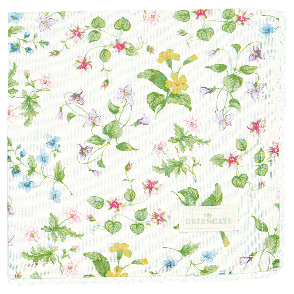 Greengate Karolina Stoffserviette mit Spitze white 40x40cm