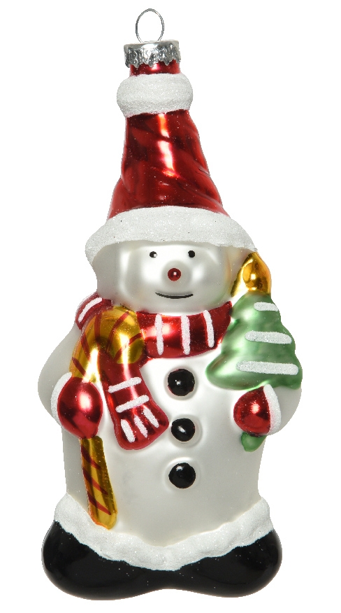 Decoris Schneemann Glas winterweiss 15,6 cm