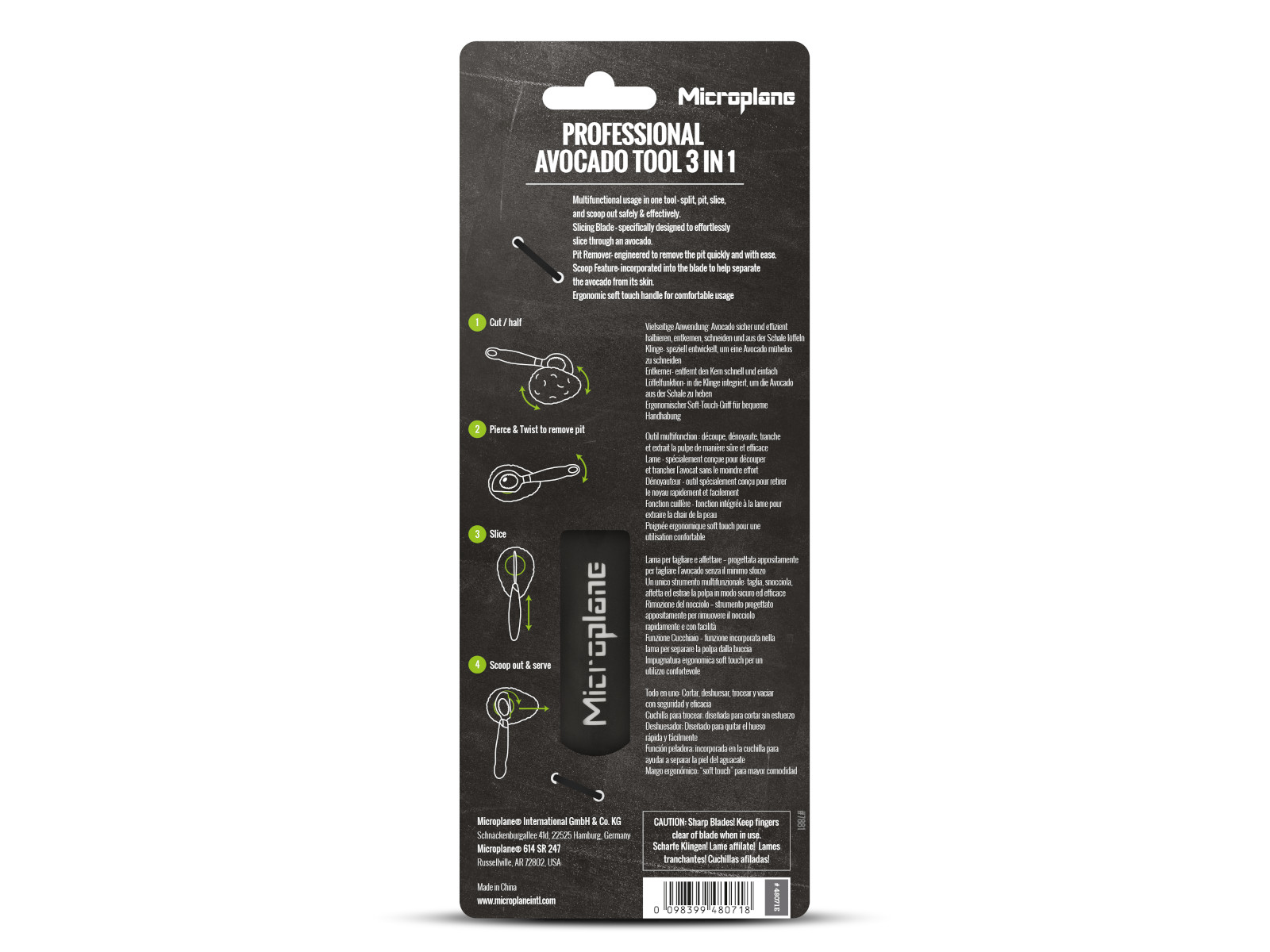 Microplane Professional Avocado Tool 3 in 1 schwarz 19cm