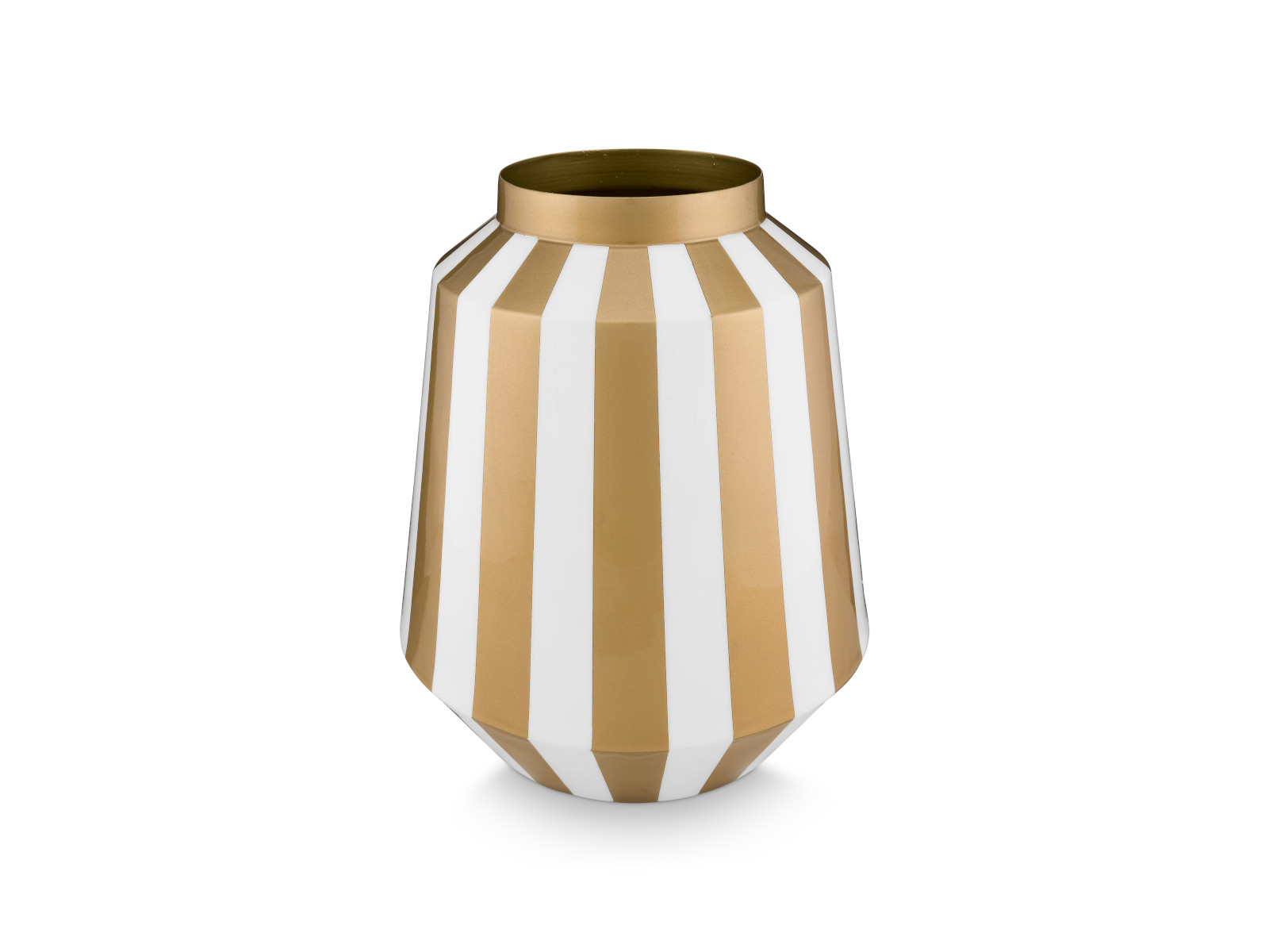 PIP STUDIO Vase Metall Stripes weiß-gold 24x29cm Freisteller 1