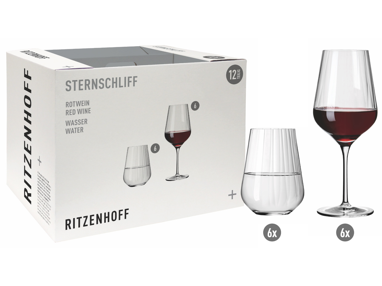 RITZENHOFF Sternschliff Rotwein/ Wasserglas Set H22 #1 Freisteller 1