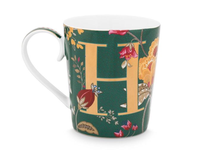 PIP STUDIO Floral Fantasy Alphabet Becher green H 0,35 l