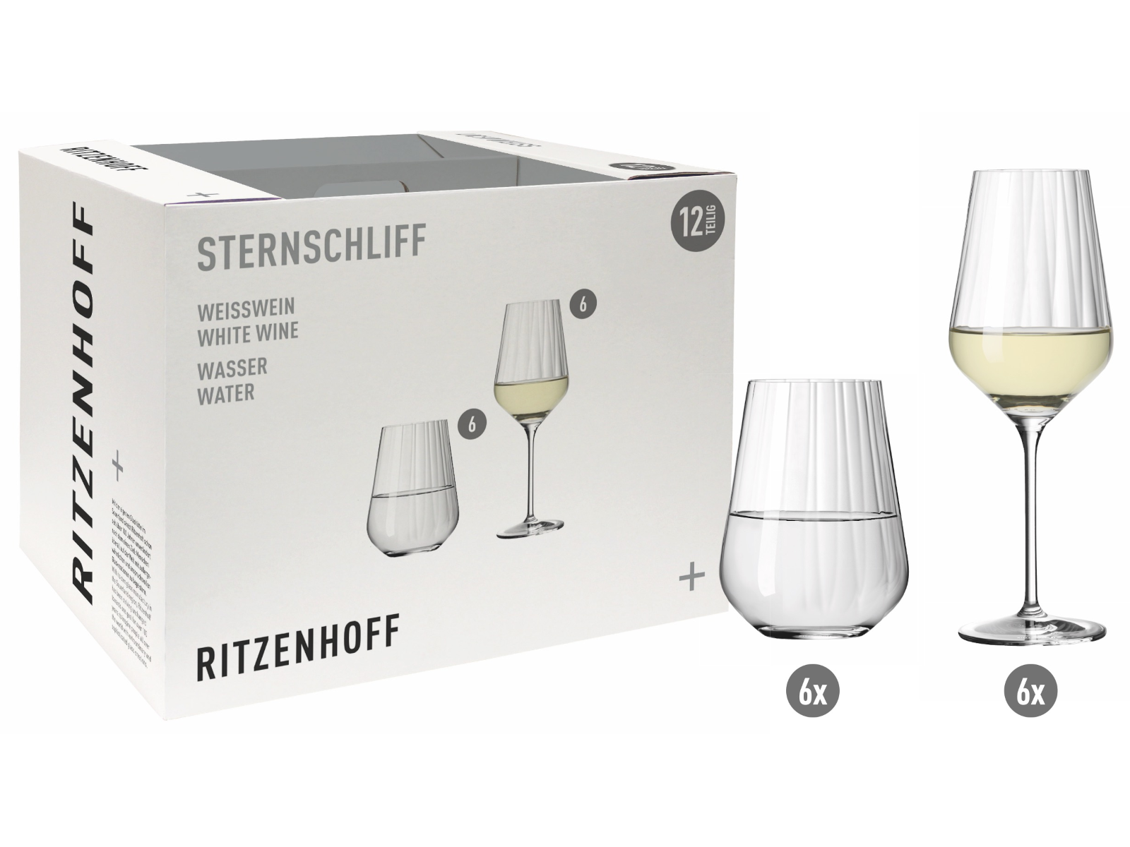 RITZENHOFF Sternschliff Weisswein/ Wasserglas Set H22 #1 Freisteller 1