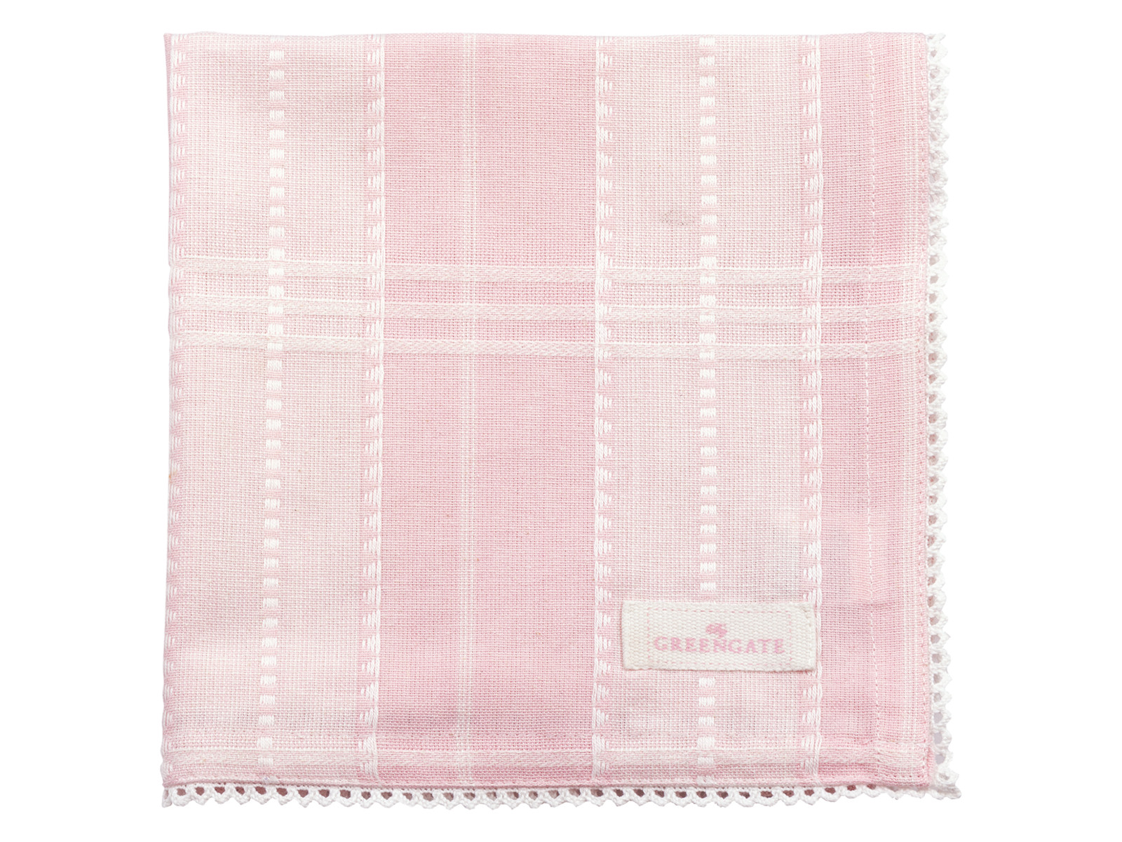 Greengate Annica Stoffserviette mit Spitze pale pink 40x40cm Freisteller 1