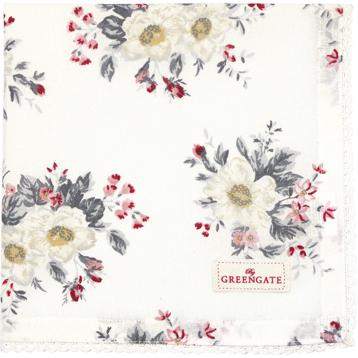 Greengate Abella Stoffserviette mit Spitze weiss 40x40cm Freisteller