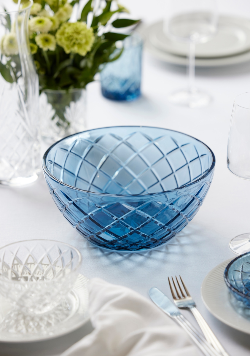 Lyngby Sorrento Salatschüssel Glas blau 24cm