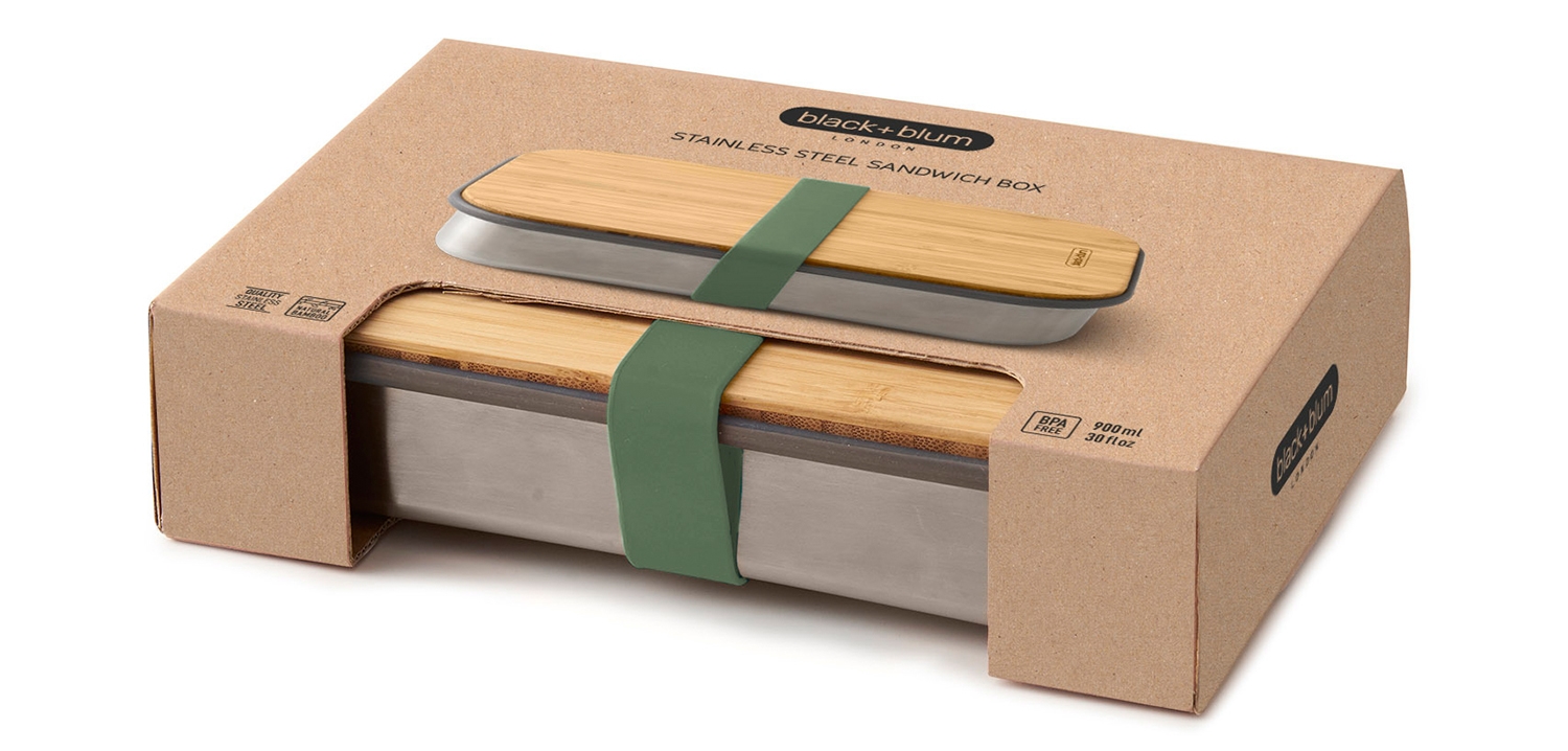 black+blum Edelstahl Sandwichbox klein olive 900 ml