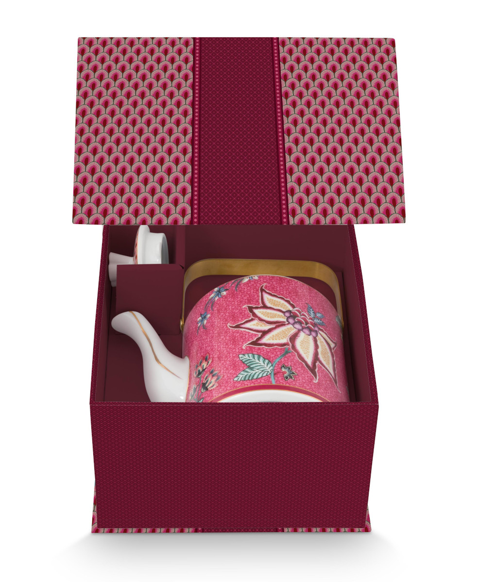 PIP STUDIO Flower Festival Oriental Geschenkset Teekanne dark pink 1l