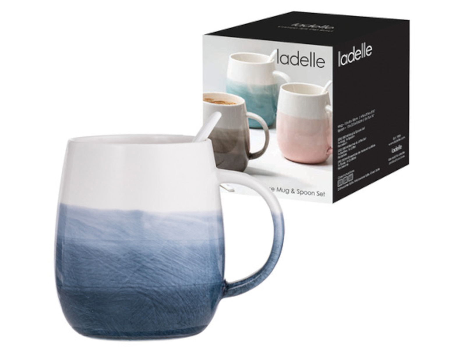 ladelle Immerse schattiert mitternachtsblau Becher- &amp; Löffel-Set 12cm