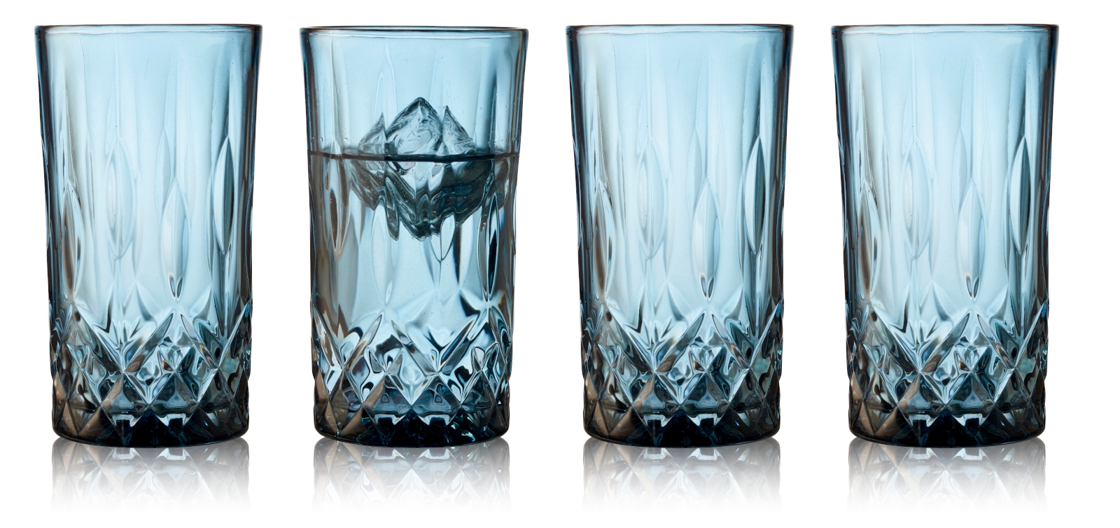 Lyngby Highball Sorrento Longdrinkglas blau 380ml Set4 Freisteller1  