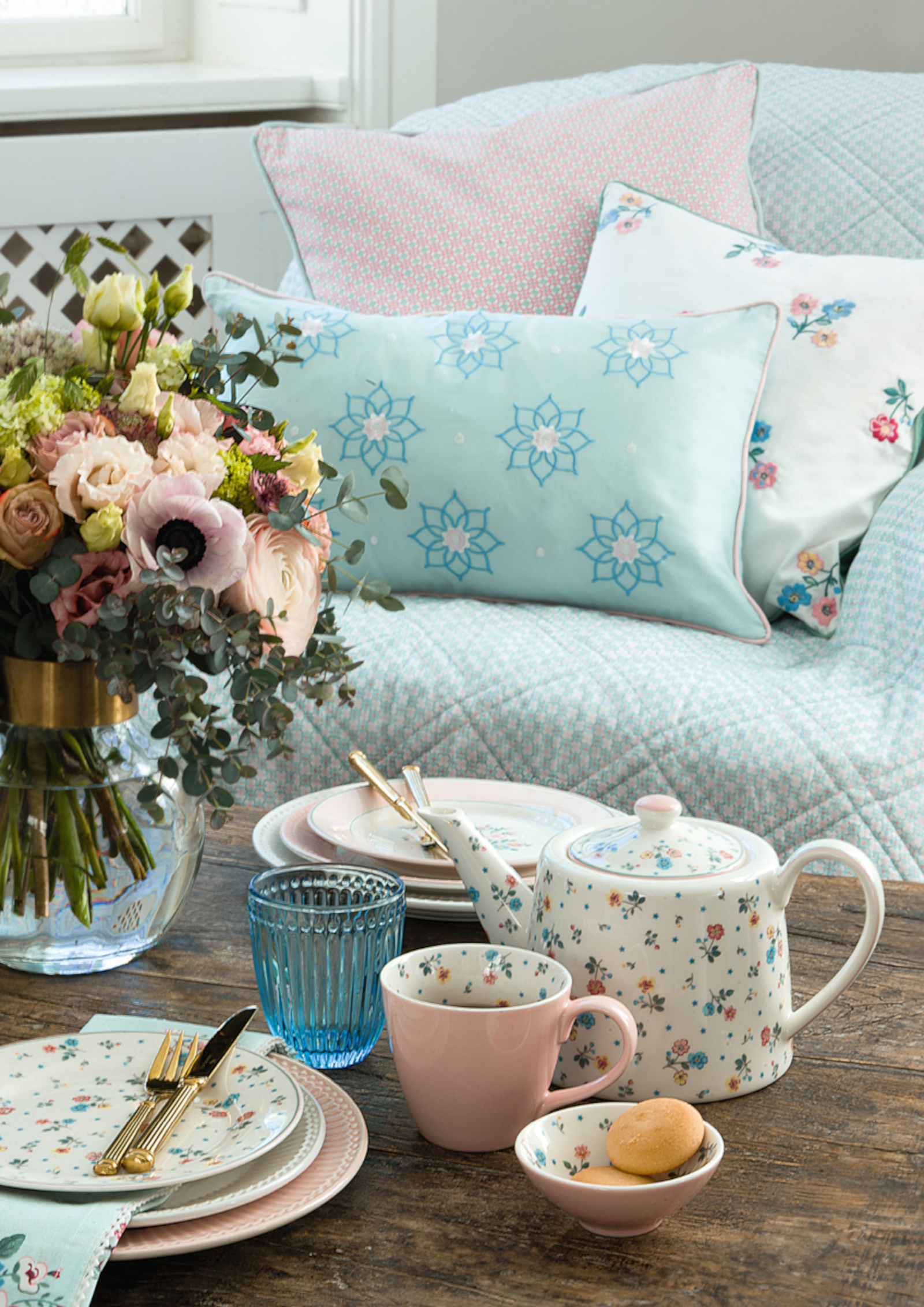 Greengate COTNAPWLGWE3408 Gwen Stoffserviette mint 40x40 cm