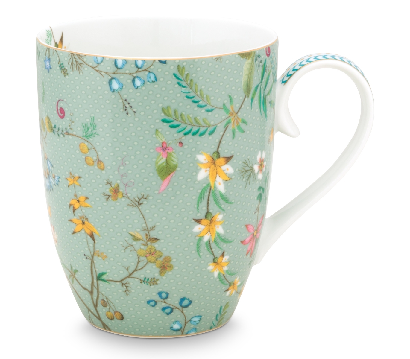 PIP STUDIO Jolie Flowers Blue Becher mit Henkel gross Set2