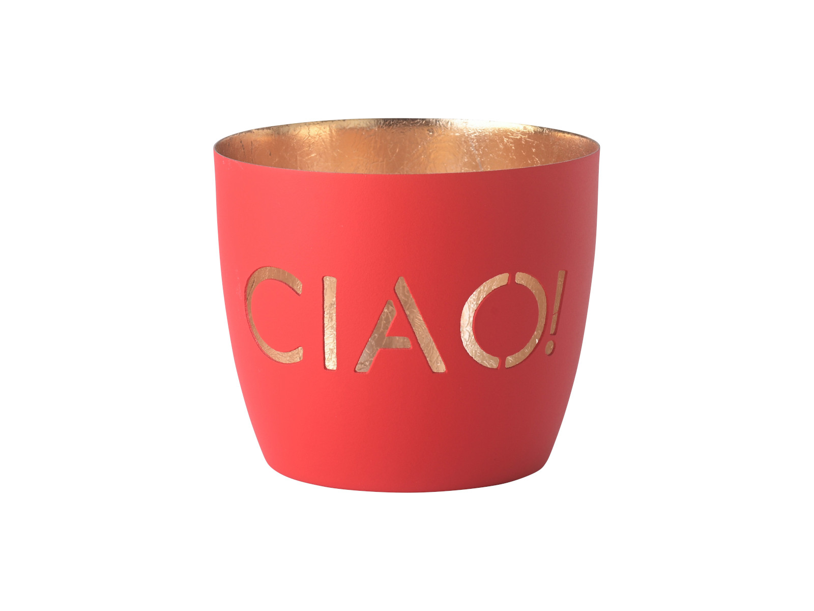 Giftcompany Madras Windlicht M Ciao! neon rot/gold 8,5cm