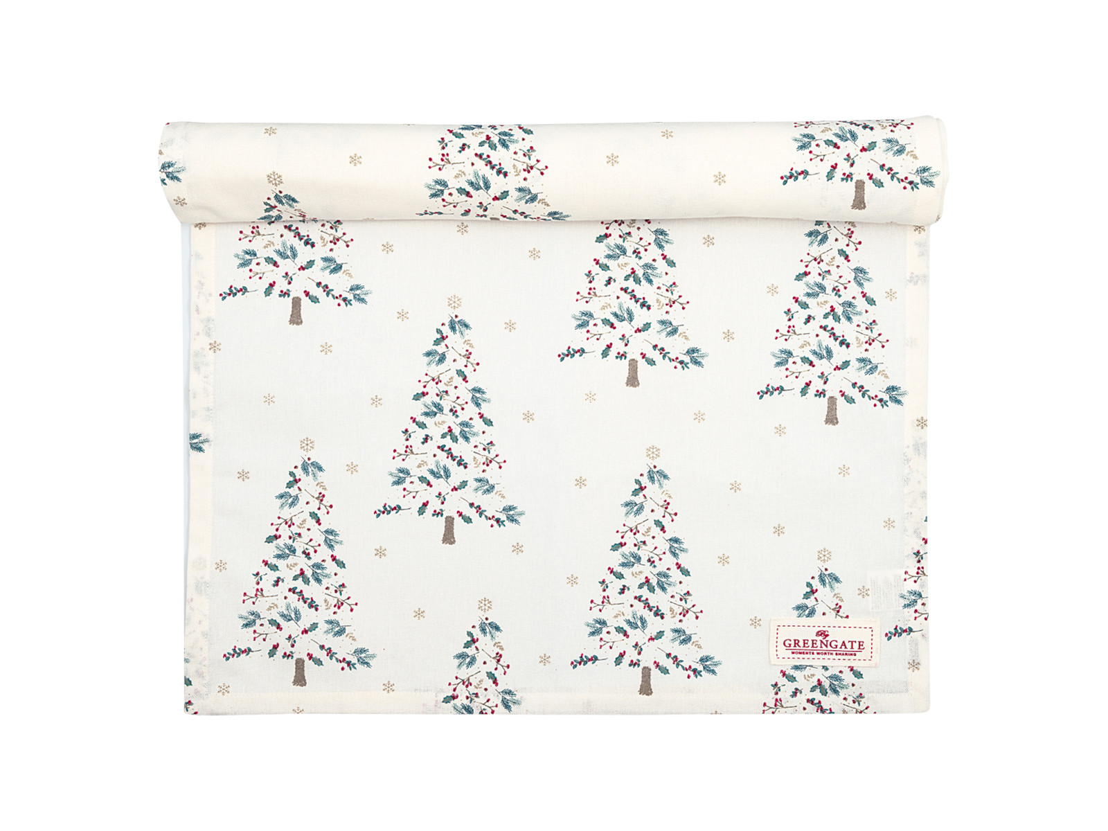 Greengate Lucie Xmas Tischläufer white 140x45cm Freisteller 1