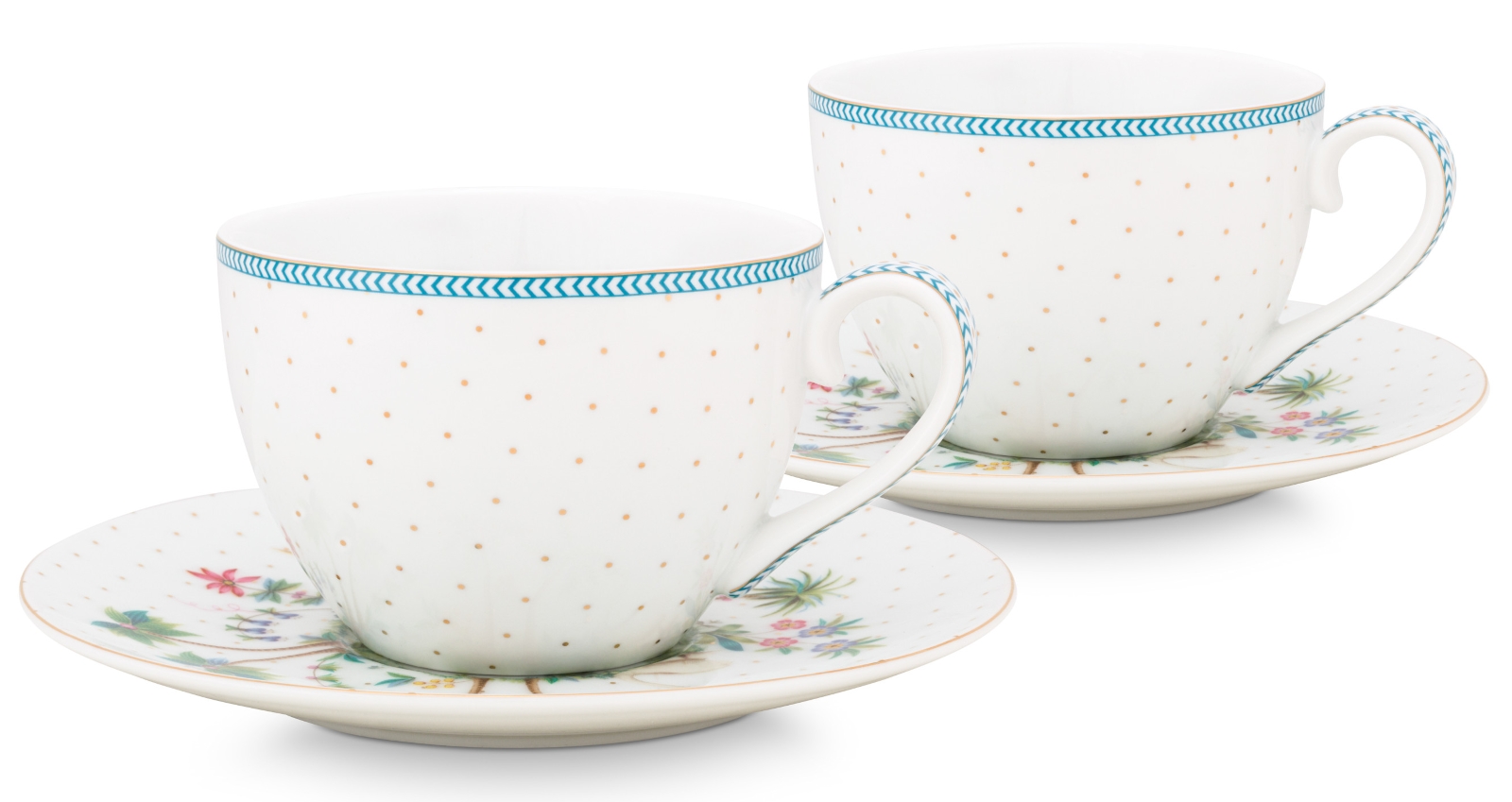 PIP STUDIO Jolie Dots Gold Tasse &amp; Untertasse Set2