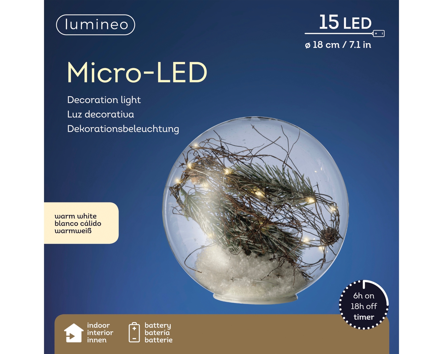 Lumineo Micro LED Glaskugel 18 cm Lifestyle 1