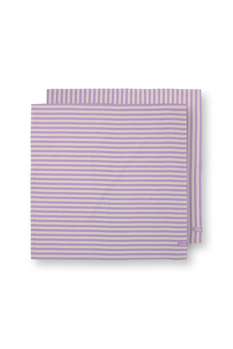 PIP STUDIO Lily&Lotus Geschirrtuch Stripes lila 65x65cm 2 Stück