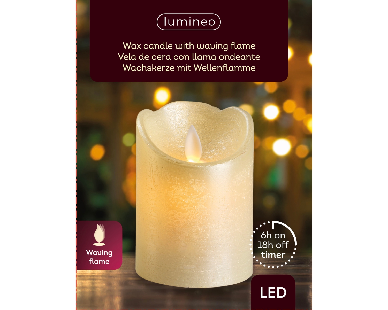 Lumineo LED Flackerkerze Indoor perle 7,5 x 10 cm