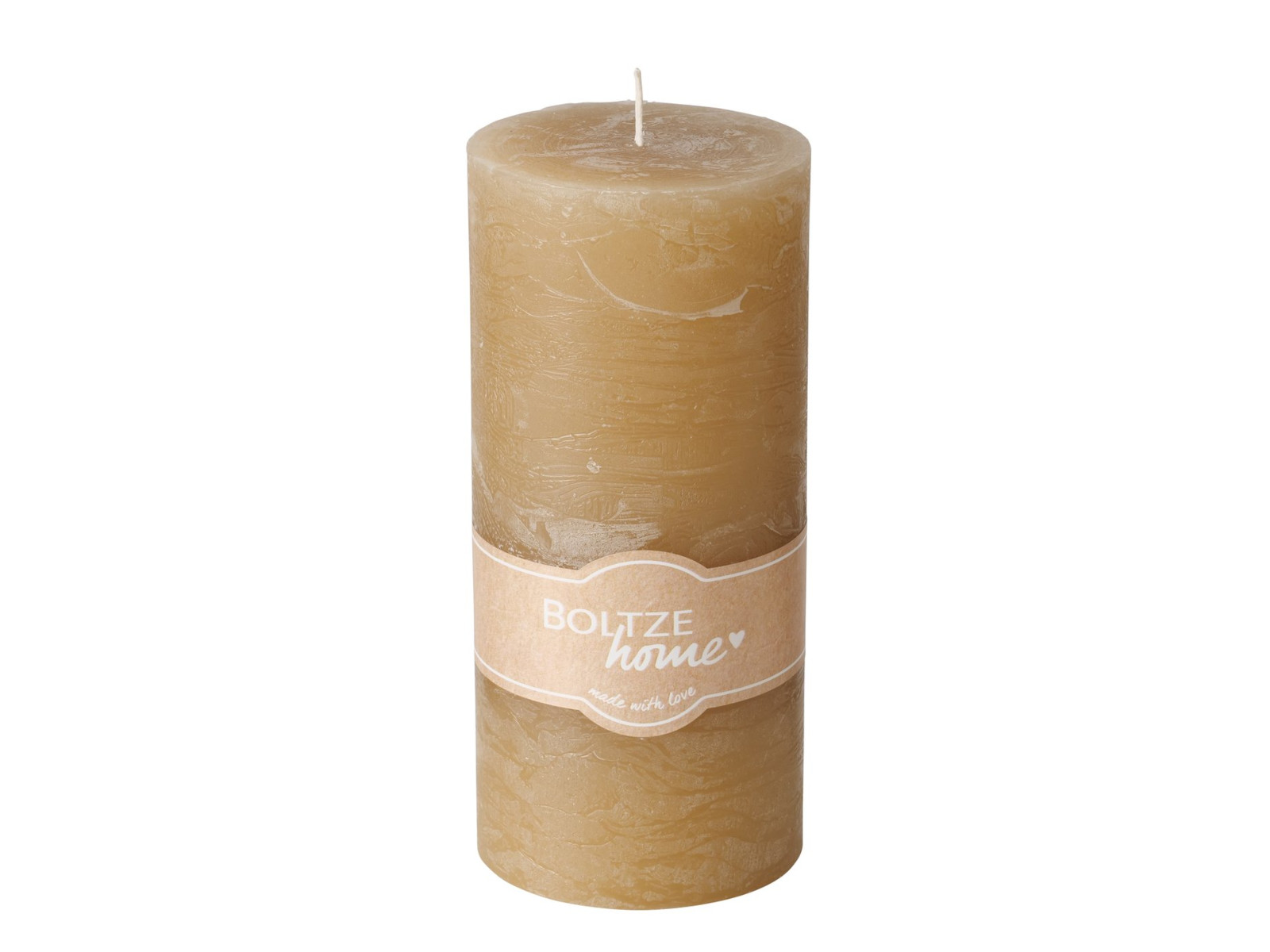 Boltze Stumpenkerze beige 15 cm Freisteller