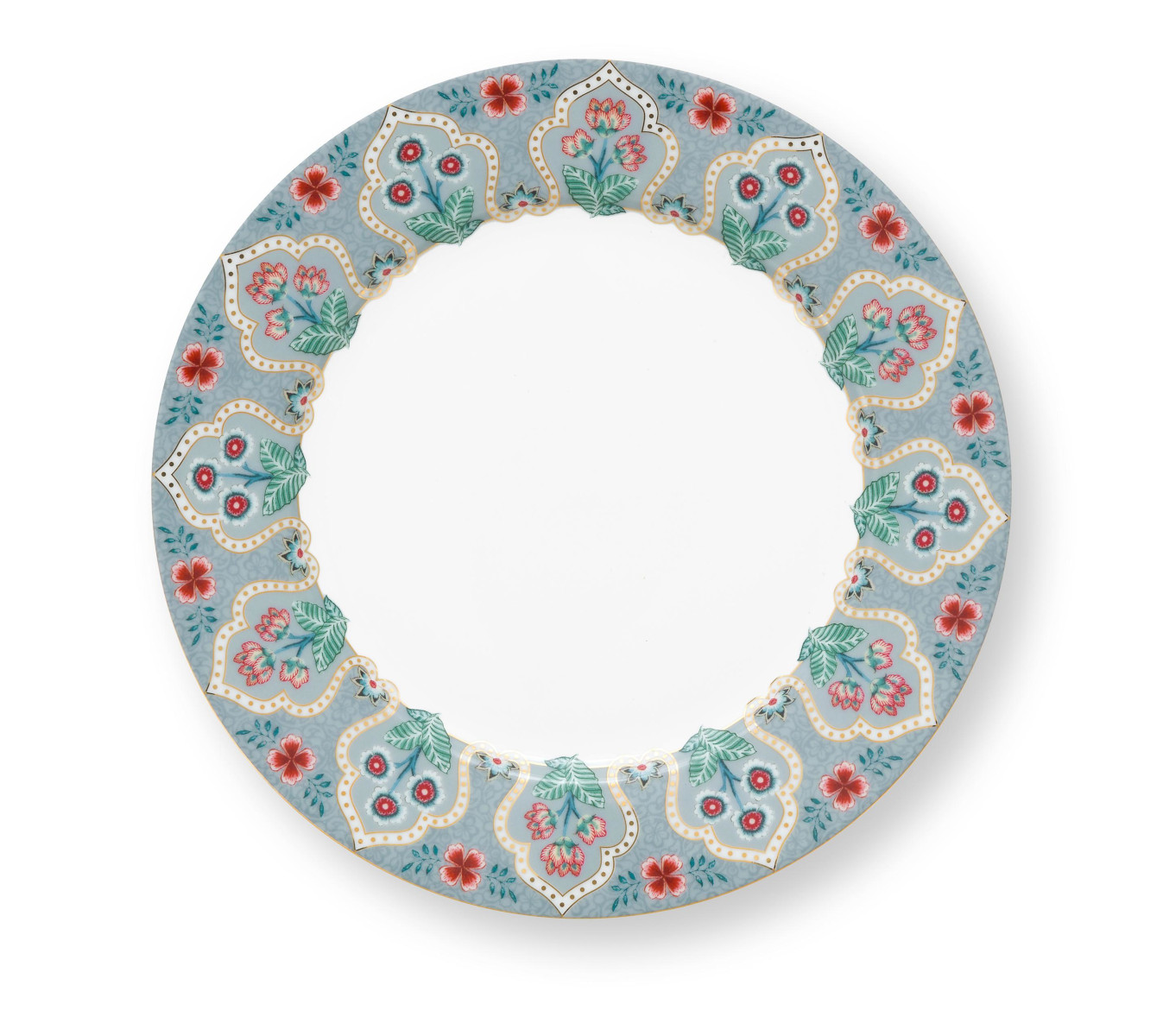 PIP STUDIO Flower Festival Frühstücksteller Deco light blue 21cm Set4 Freisteller