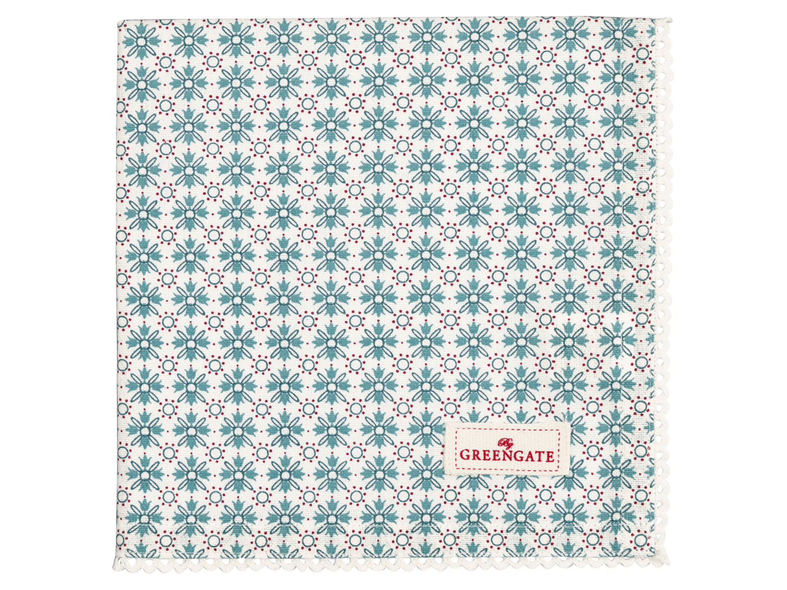 Greengate Kelsey Stoffserviette mit Spitze white 40x40cm Freisteller 1